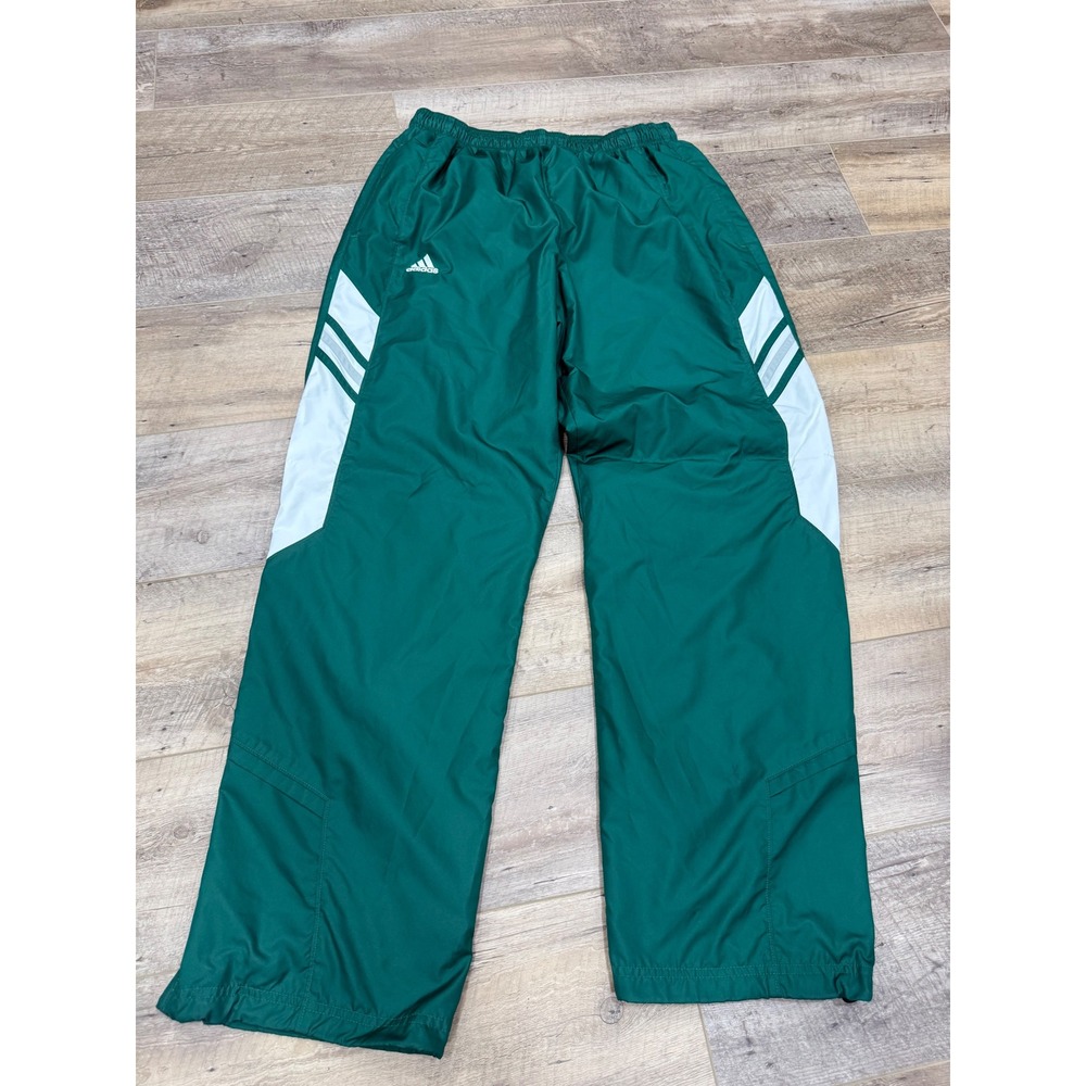 Adidas Team Performance Green White Track Pants Windbreaker Mens Large